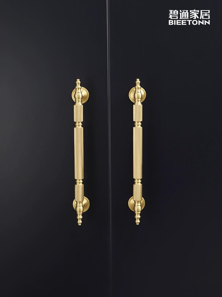Bitong American brass wardrobe, drawers, cabinets, pull-out hand furniture, light luxury, gold refrigerator door, extended handle