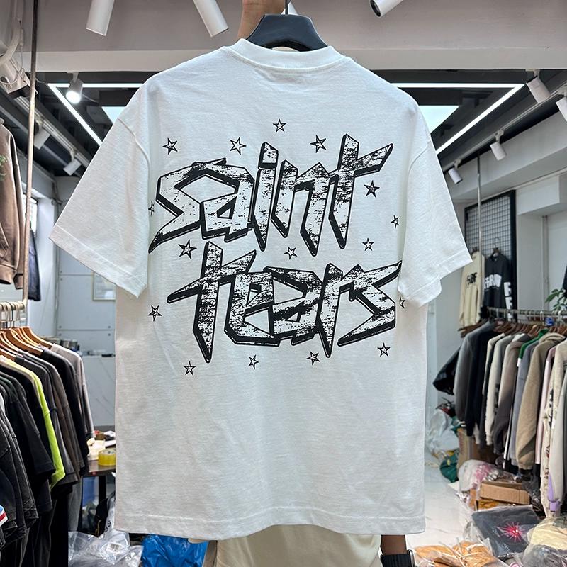INS Summer American Oil Painting Family Gathering English Letter Print Retro Loose Men and Women Hip Hop Short Sleeve T-Shirt Tide