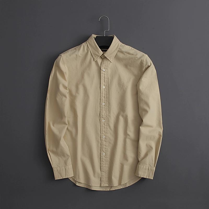 80 high-density cotton oxford spinning Europe and America single soft washed clothing dyed men's business casual shirt