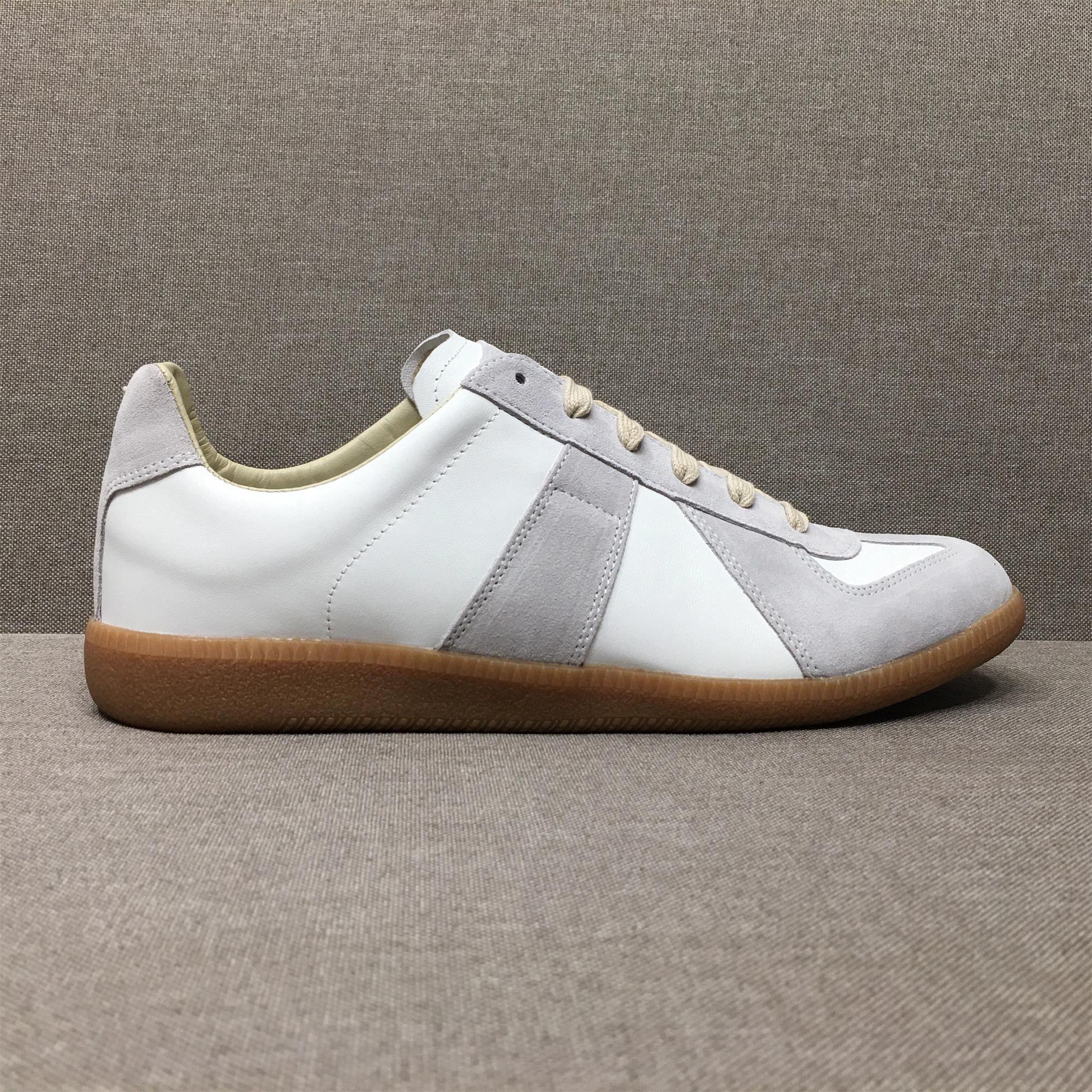 [Play with shoes] Ingeniously produced German training shoes MMGAT retro couple white shoes raw rubber bottom sports shoes board shoes