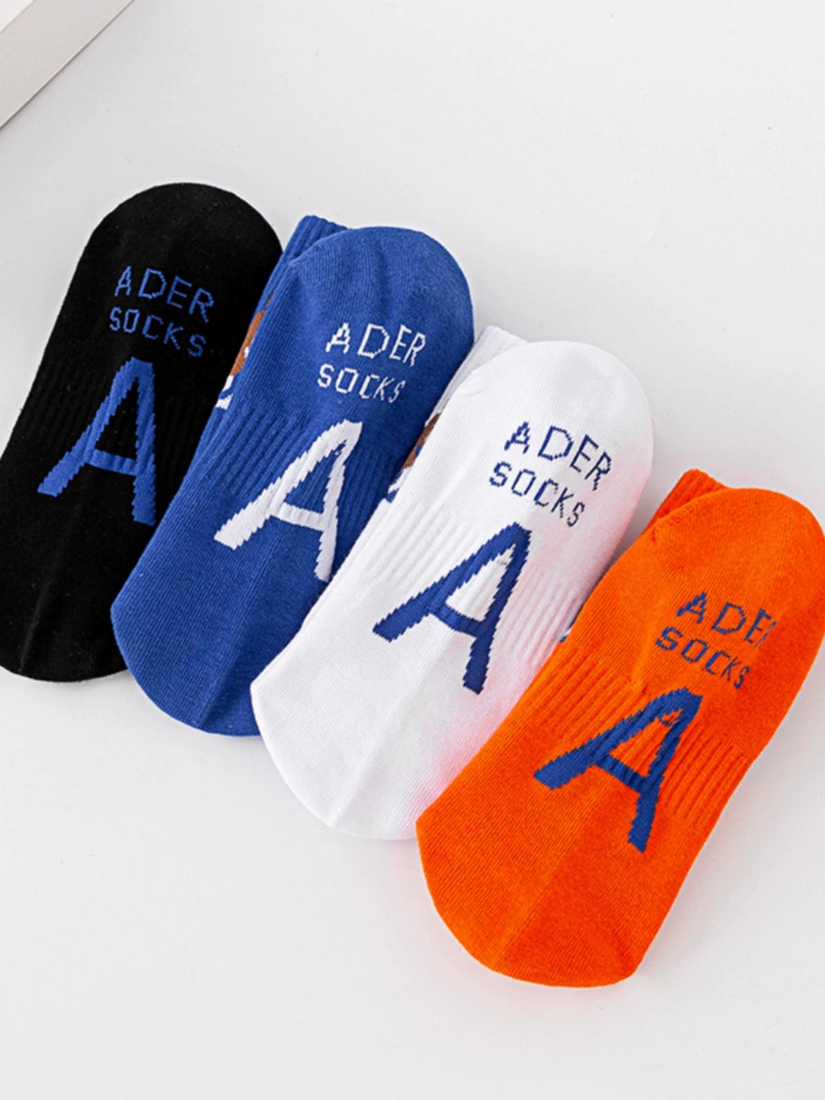 ulzzang Harajuku ADER Bear Letter Medium Socks Men's and Women's Couple Sports Socks Simple and Versatile Personality Trendy Socks